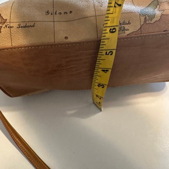 Gitano Vintage Structured World Map Print Bag Purse Vegan Leather Atlas Camel - Picture 8 of 10